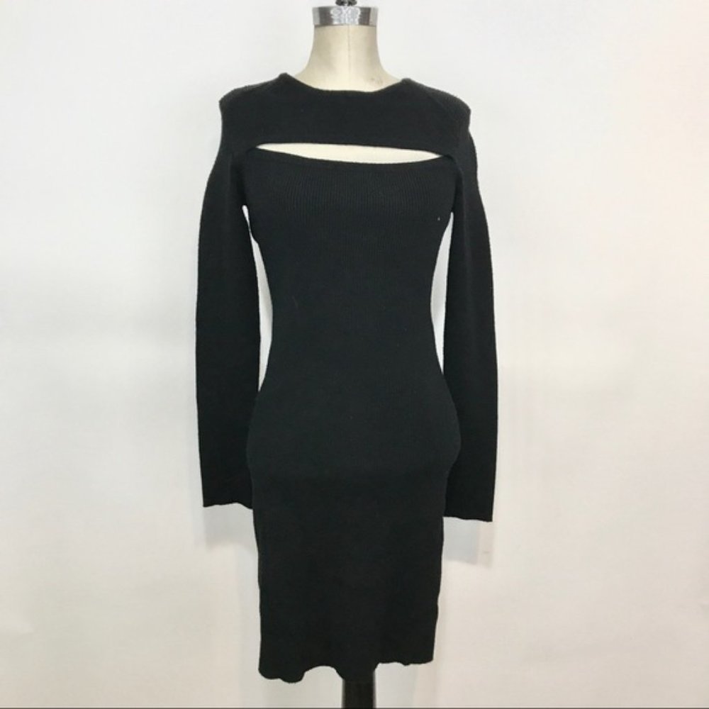 Torn by Ronny Kobo Cut Out Black Sweater Dress